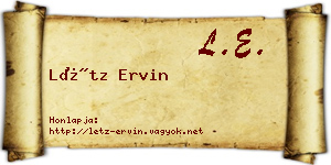 Létz Ervin névjegykártya